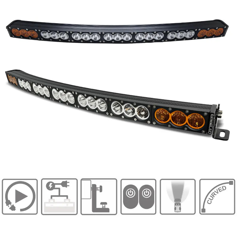 Extreme LED X6S Slim Amber/White Curved LED Light Bar & Harness (All Sizes)