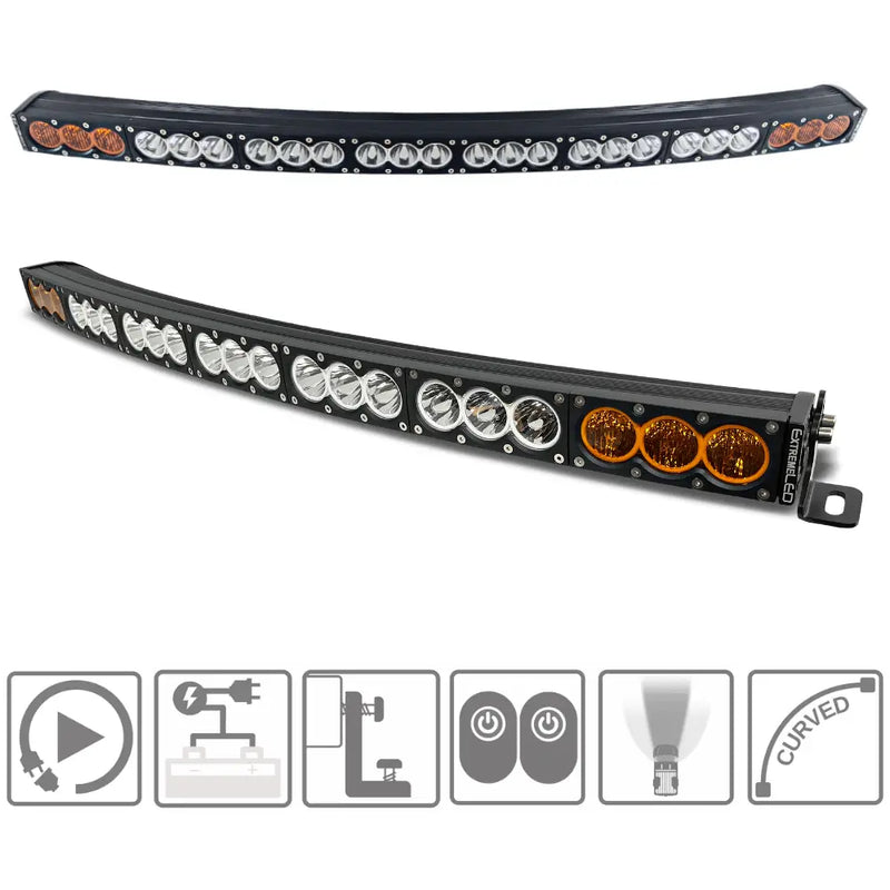 Extreme LED X6S Slim Amber/White Curved LED Light Bar & Harness (All Sizes)