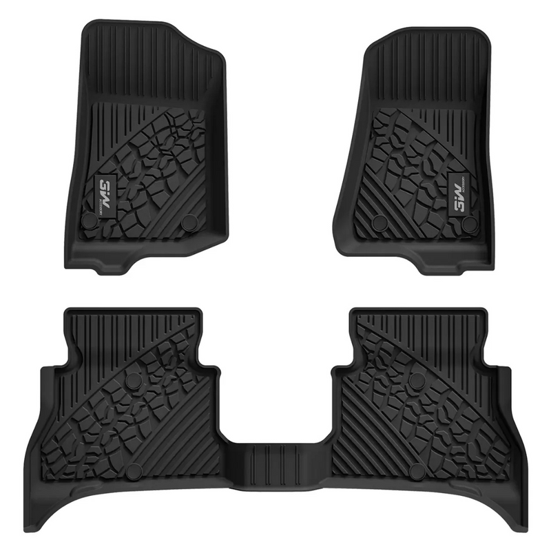 3W All-Weather Floor Mats & Trunk Mat for Jeep Wrangler 4XE Hybrid 4 Door (2021-2024)