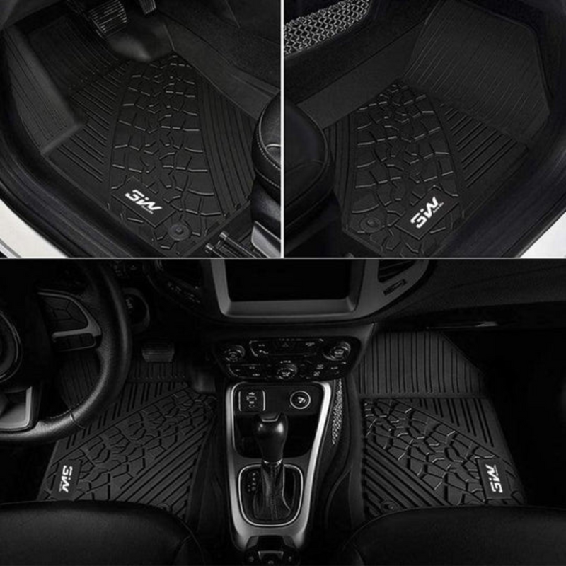 3W All-Weather Floor Mats & Trunk Mat for Jeep Wrangler 4XE Hybrid 4 Door (2021-2024)