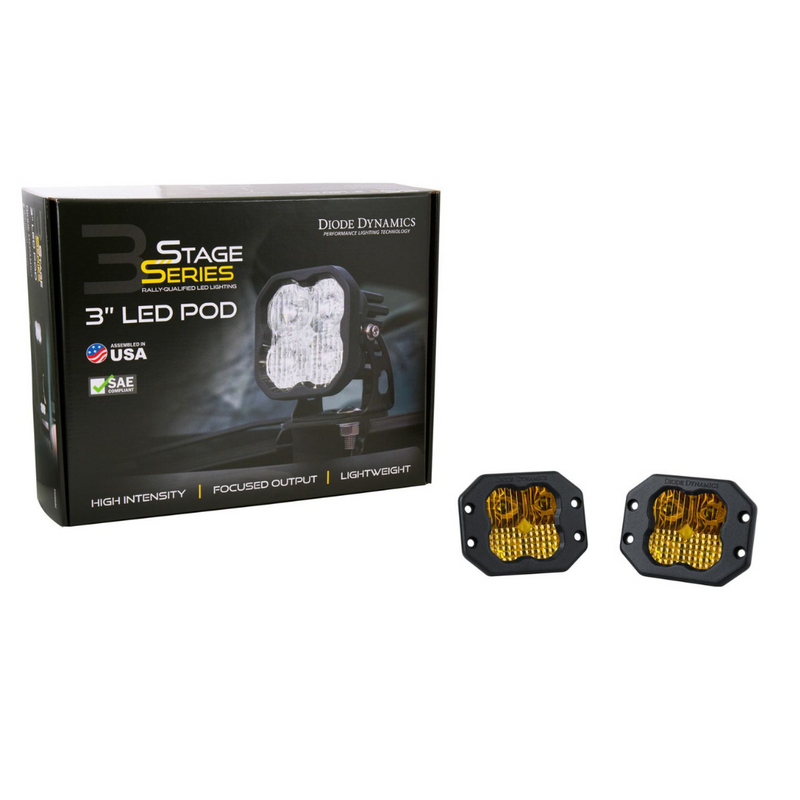 Diode Dynamics SS3 SAE Yellow Flush Mount LED Pods