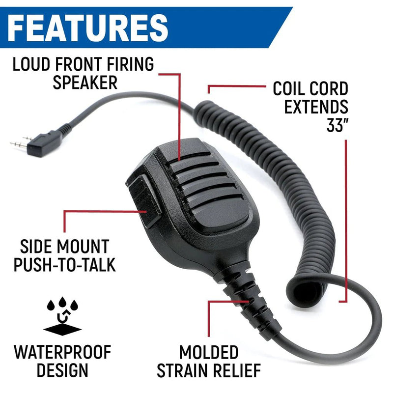 Hand Speaker Mic Waterproof for Handheld Radios - Aspire Auto Accessories